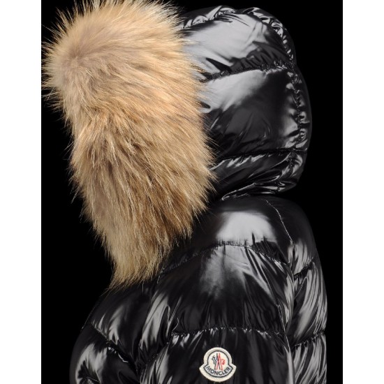 Moncler Alpin Detachable Fur Trimmed Collar Svart Vinterjakke Nylon/Polyamid Dame 41236470CT