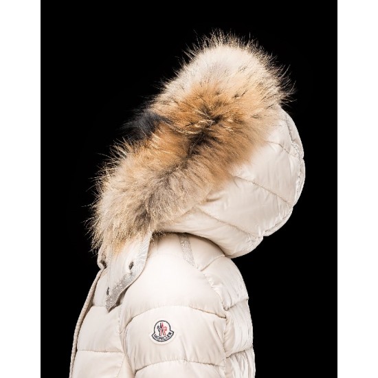 Moncler Armoise Detachable Fur Trimmed Collar Ivory Vinterjakke Nylon/Polyamid Dame 41224515LF