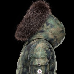 Moncler BYRON Fur-Trimmed Hood Turtleneck Military Grønn Vinterjakke Coyote/Feather Herre 41462301SQ