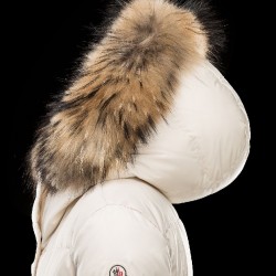 Moncler FRAGON Fur Hood Ivory Vinterjakke Pa/Racoon Dame 41311175WM