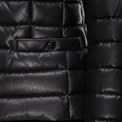 Moncler HORRE Detachable Round Collar Svart Vinterjakke Leather Dame 41472470DC
