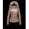 Moncler Armoise Detachable Fur Trimmed Light Brun Vinterjakke Lacquered Nylon Dame 41224515CP
