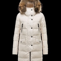 Moncler FRAGON Fur Hood Ivory Vinterjakke Pa/Racoon Dame 41311175WM