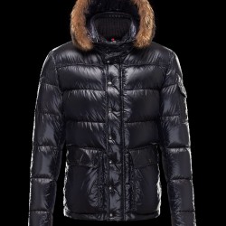 Moncler Hubert Ultralight Fur Trimmed Blå Vinterjakke Wool/Polyamide Herre 41236416HL