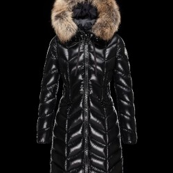 Moncler BELLOY Turtleneck Fur-Trimmed Hood Svart Dunjakke Nylon/Polyamide Dame 41461298AB