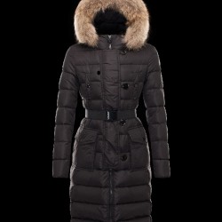 Moncler GENEVRIER Fur Hood Svart Dunjakke Nylon/Pa Dame 41311136HN