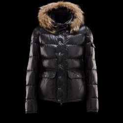 Moncler Hubert Ultralight Fur Trimmed Svart Vinterjakke Wool/Polyamide Herre 41236416HV
