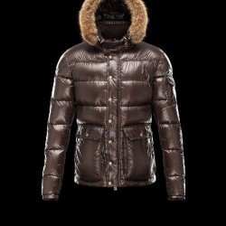 Moncler Hubert Ultralight Fur Trimmed Dark Brun Vinterjakke Wool/Polyamide Herre 41236416OM