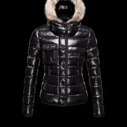 Moncler Armoise Detachable Fur Trimmed Svart Vinterjakke Lacquered Nylon Dame 41224515UM
